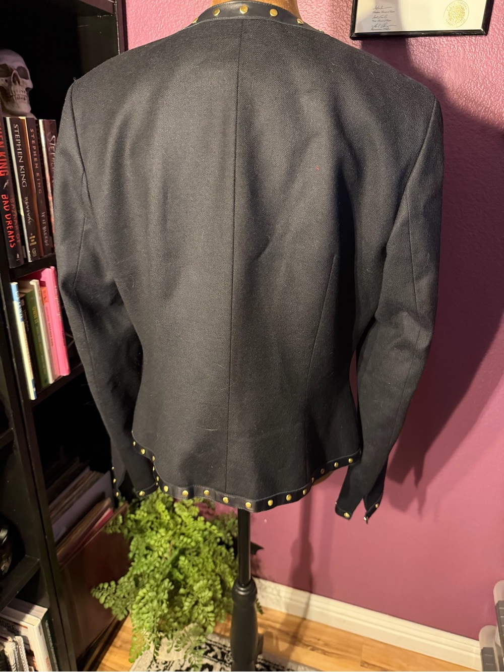 Worth Black Open-Front Blazer with Gold Stud Trim - Picture 3 of 4